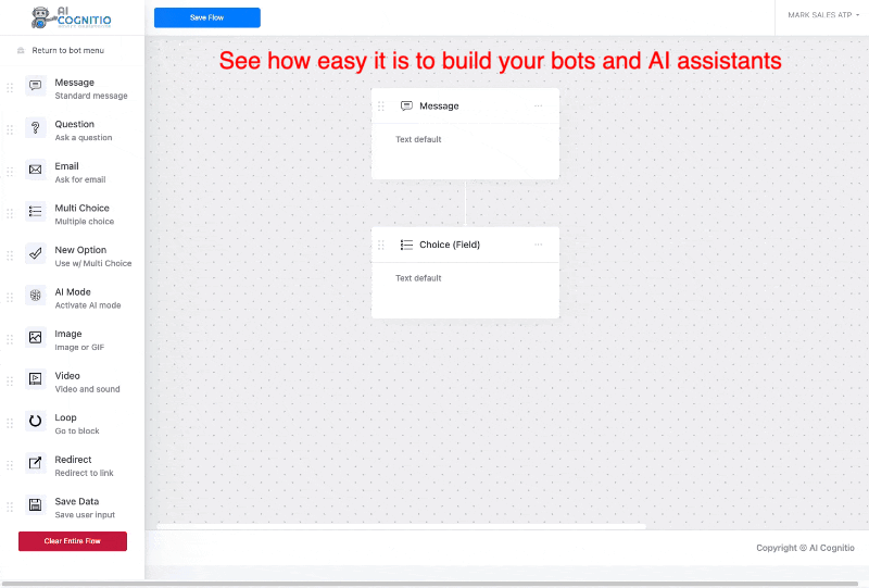 AICognitio drag and drop builder demo